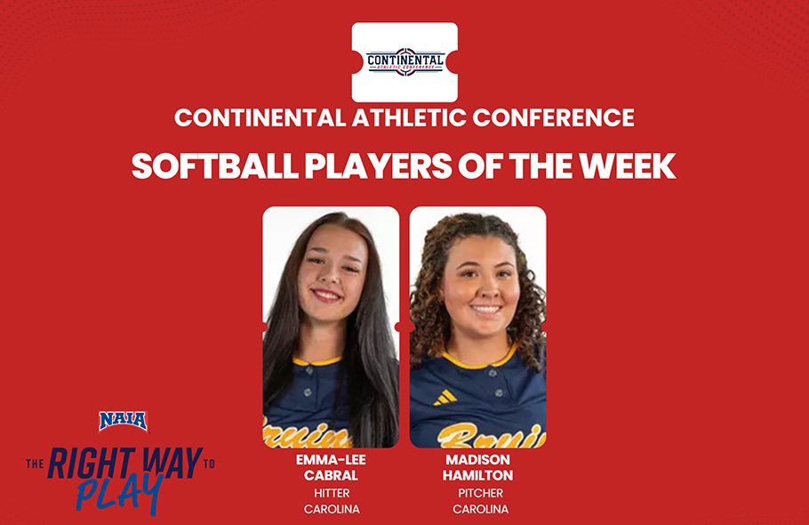 Carolina Sweeps CAC Softball Player of the Week Awards